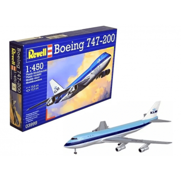 KIT PARA MONTAR REVELL AVIÃO COMERCIAL BOEING 747-200 1/450 22 PEÇAS REV 03999